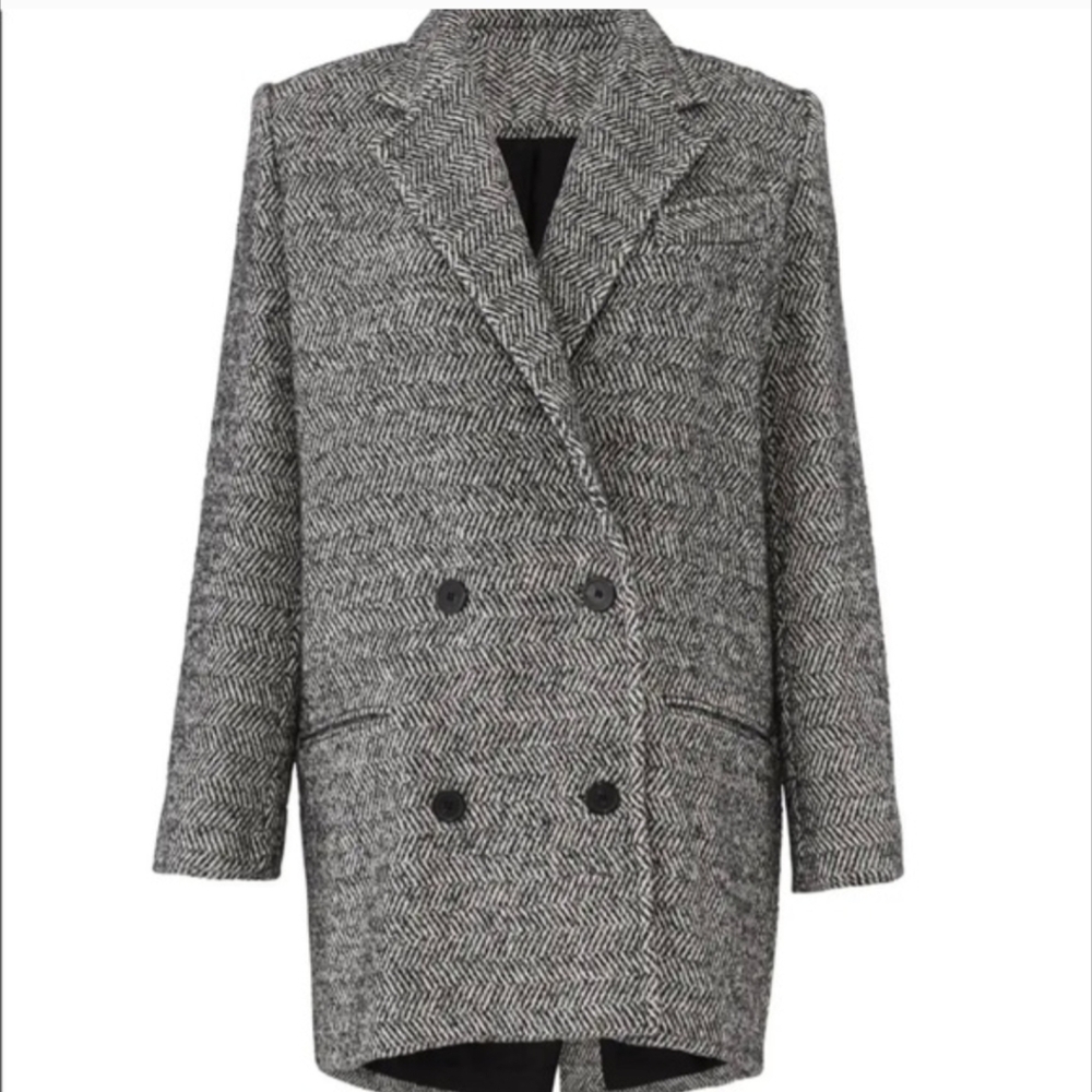 IRO Herringbone Mohair Tweed Boucle Coat Double Breasted Jacket 36
